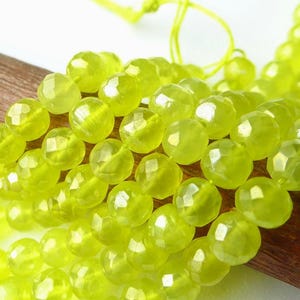 8 inches... Bright lemon lime chalcedony faceted round beads--6.5mm image 7