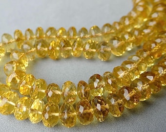 4 Inches..Golden citrine faceted rondelle beads......6x4mm