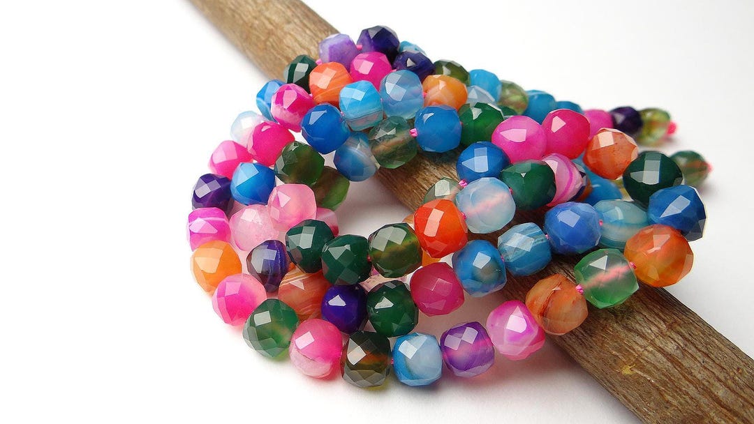 6 Inches....bright Multi Colored Quartz Faceted Cube Beads...6.5mm - Etsy