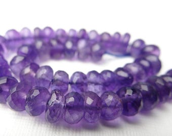 8 inches..Amethyst faceted rondelle beads..6.5mm