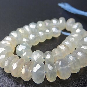 8 Zoll Off white Pearl Chalcedon facettierte Rondell Perlen - 8x4 - 10 x 6 mm Bild 3