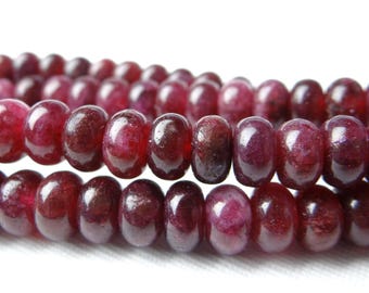 15 inches...Maroon quartz smooth rondelle beads....8x5mm