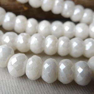 7.5 inches...Mystic White silverite faceted rondelle beads--8mm