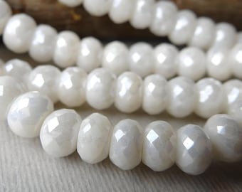 7,5 cala...Mystic White silverite fasetowane koraliki rondelle--8 mm