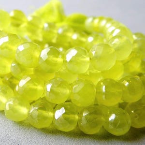 8 inches... Bright lemon lime chalcedony faceted round beads--6.5mm image 1