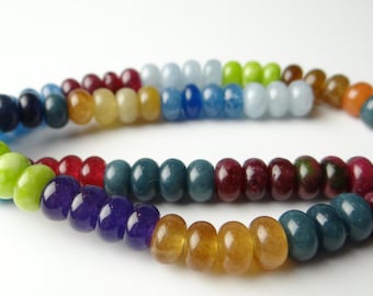 Rainbow quartz smooth rondelle beads ~~~8mm~~15 Inches