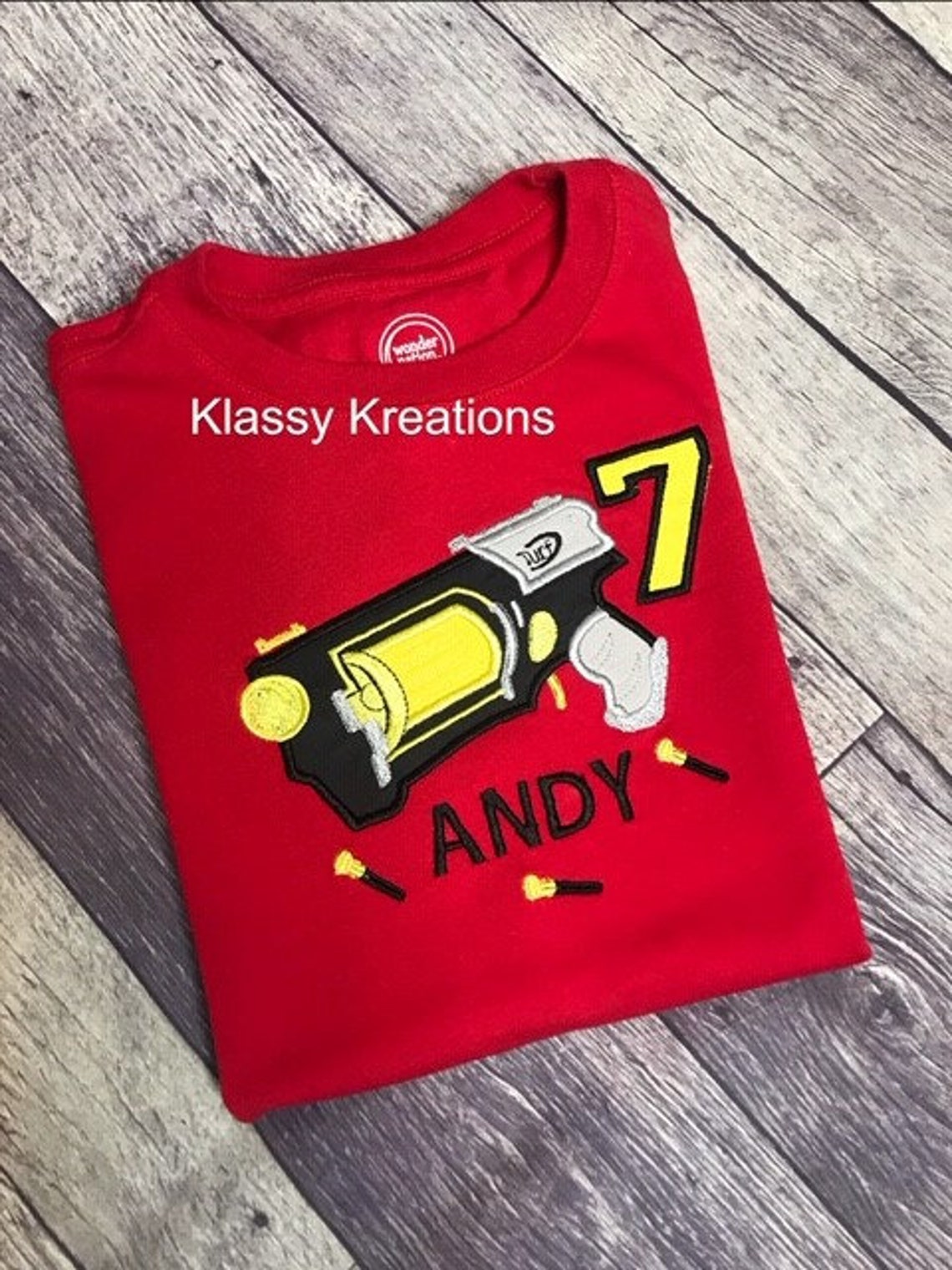 Nerf Gun Personalized Embroiderd T-Shirt birthday boy | Etsy