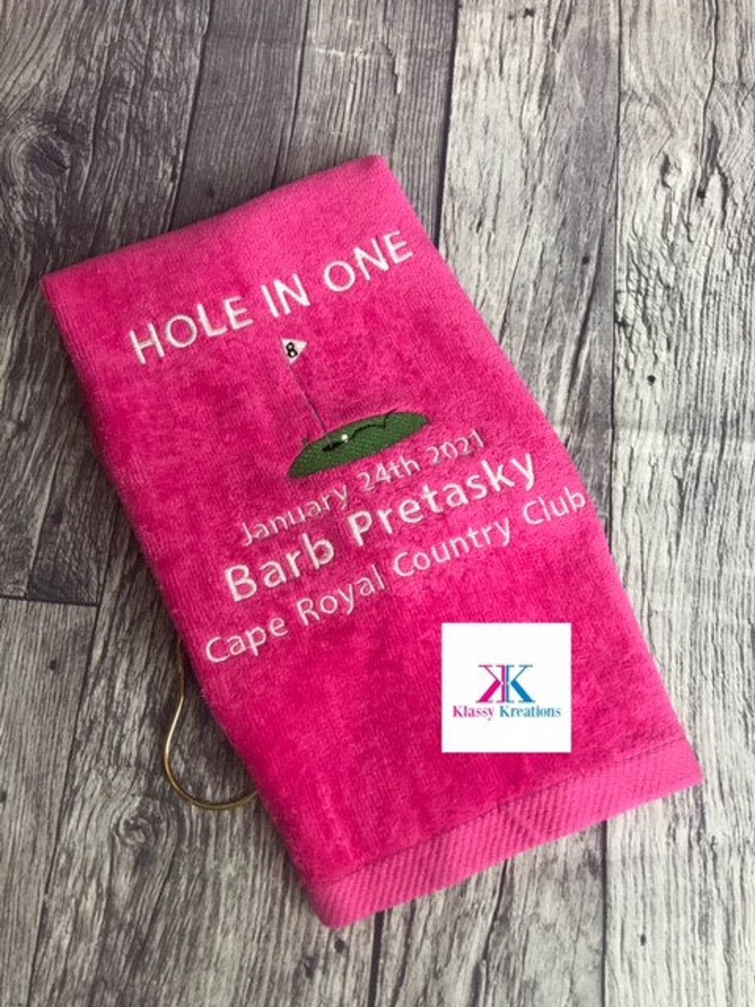 Golf Towel Hole in One Embroidered Personalized Custom Etsy