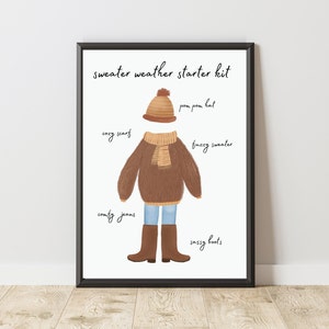 Decoración de vestíbulo con clima de suéter l Descarga e impresión de arte de pared l Póster de otoño para imprimir en casa