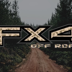 Fx4 Off-Road 2-Side Decals Camo Decal – Camo Colors Ford Truck Vinyl Adhesive~16.5&quot;x4.1&quot; (Gloss, Matte, Refl) F-150, F-250, Ranger, Maverick