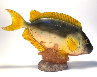 Vintage 12” wide Mid Century Plastic Fish Decor figurine statue sculpture