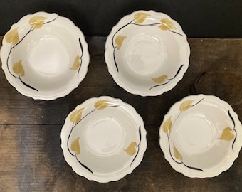 Set of 4 Vintage Patio Pattern 6 3/8” Bowls by Syracuse China JJ-8 Amazing Mint Condition