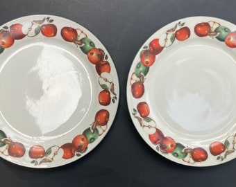 Majesticware by Oneida D.C. Brown & Co. Apples and Warblers 2 Dinner Plates 10 3/8”