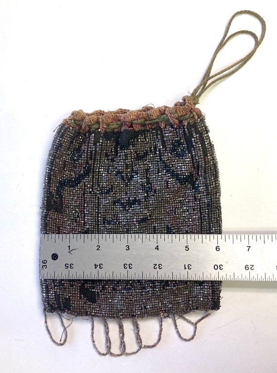 Antique 1800s Beaded Bag Handbag Purse as is for … - image 9