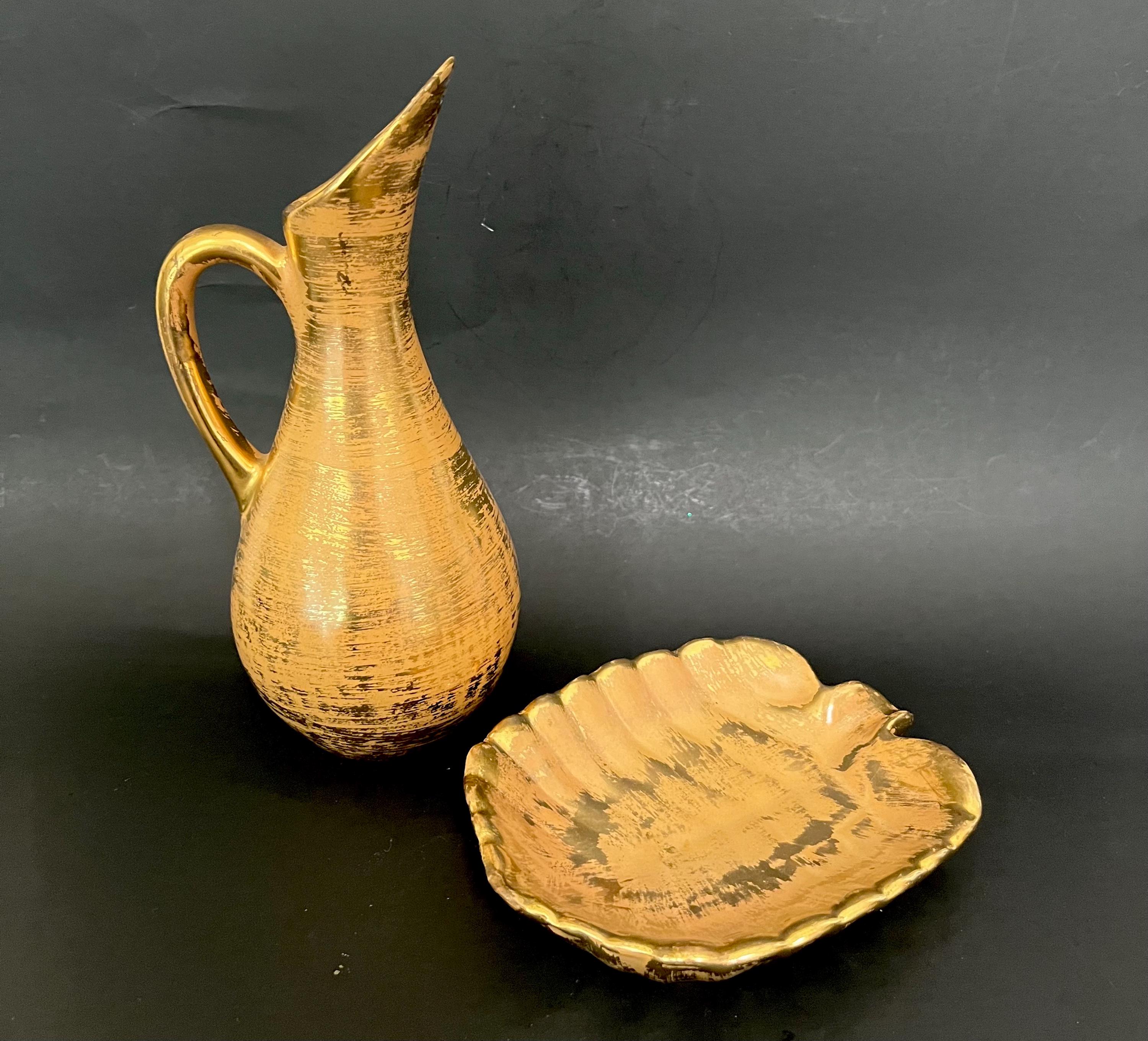 Mid Century Ceramic Gold Pottery - Etsy