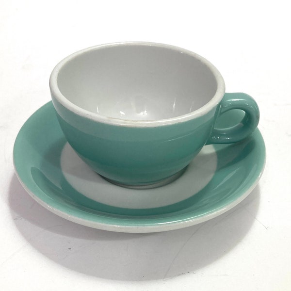 Vintage Shenango Mid Century Restaurant Ware Jadeite Green Cup and Saucer