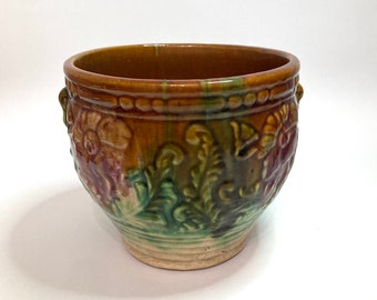 Beautiful Vintage Planter Blended Majolica Ceramic Pottery Jardiniere unmarked likely McCoy or Brush McCoy