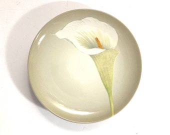 Vintage Calla Lily Plate Noritake Colorwave Cream 8 1/2" Floral Accent Salad Plate, #8040, Stoneware