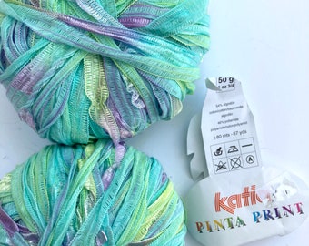 Katia Pinta Print Color 3902 Ribbon Yarn lot of 2