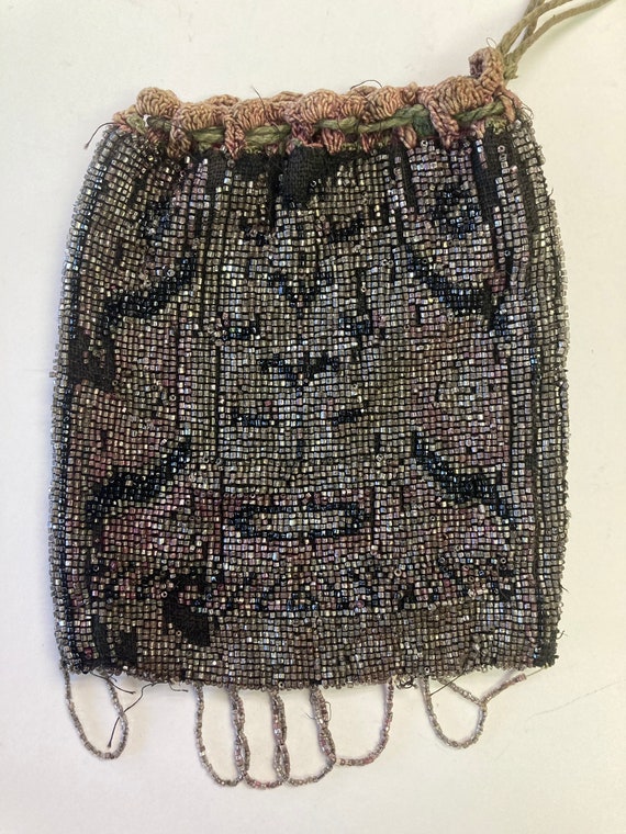 Antique 1800s Beaded Bag Handbag Purse as is for … - image 2