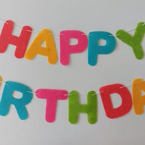 felt colourful happy birthday banner, birthday banner, party garland.