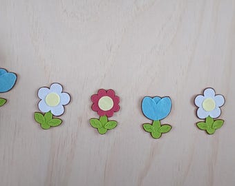 felt flowers garland, spring felt garland, girls room decor, flower theme birthday party garland.