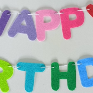 felt happy birthday banner, birthday garland, kids birthday party garland, birthday decorations.