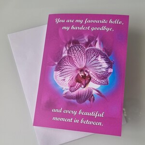 Romantische A5-kaart. Inspirerende kaart met fotokunst. Handgemaakt cadeau.  Uniek jubileum- of valentijnscadeau. Jij bent mijn favoriete hallo...