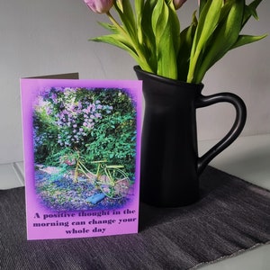 Carte d'art vintage motivante. Fait main. Carte A5. Photographies et oeuvres d'art originales. Cadeau pour toutes les occasions. Une pensée positive le matin.