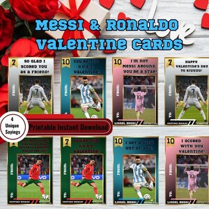 Messi and Ronaldo Valentine's Day Cards, Printable, Instant Download, Classroom Valentine's