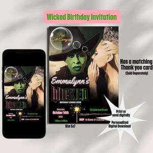 Wicked Birthday Invitation, Printable Digital Download, Personalized Birthday Invite