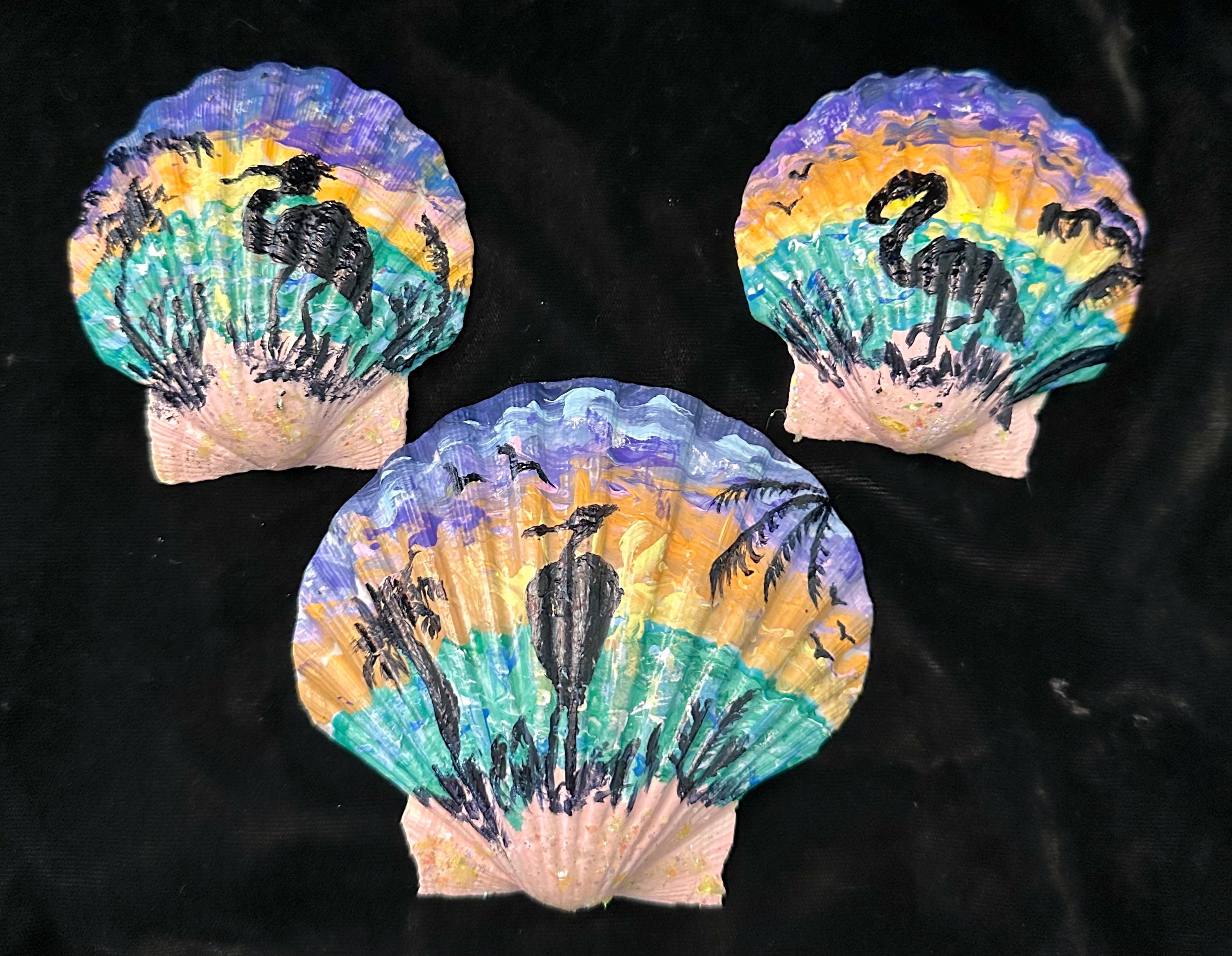 Shell Bird Design Tropical Birds Painted on a Scallop Shells. - Etsy
