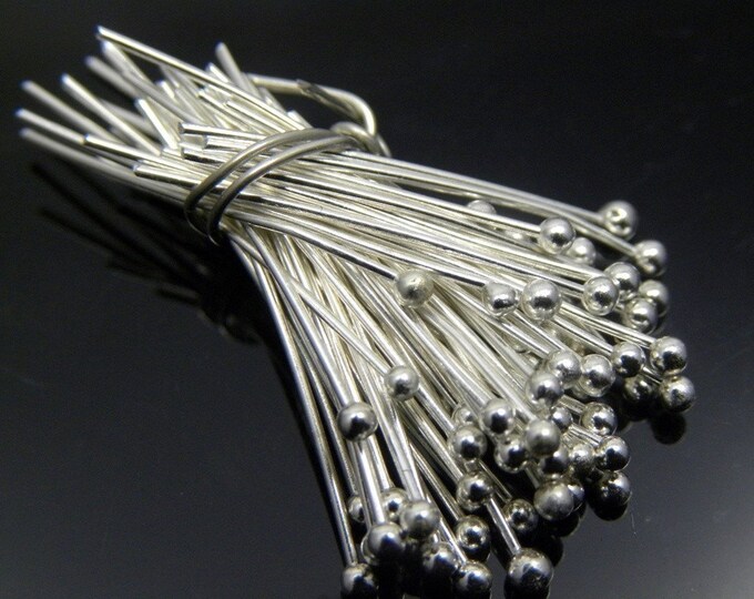 50 pc 24 gauge Silver Plated Ball Headpins 2 inch 1.5mm ball | Etsy