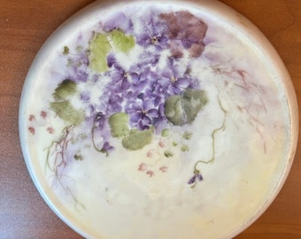 Charming Vintage Hand Painted VioletsHot Plate Free Shipping Purple Flowers