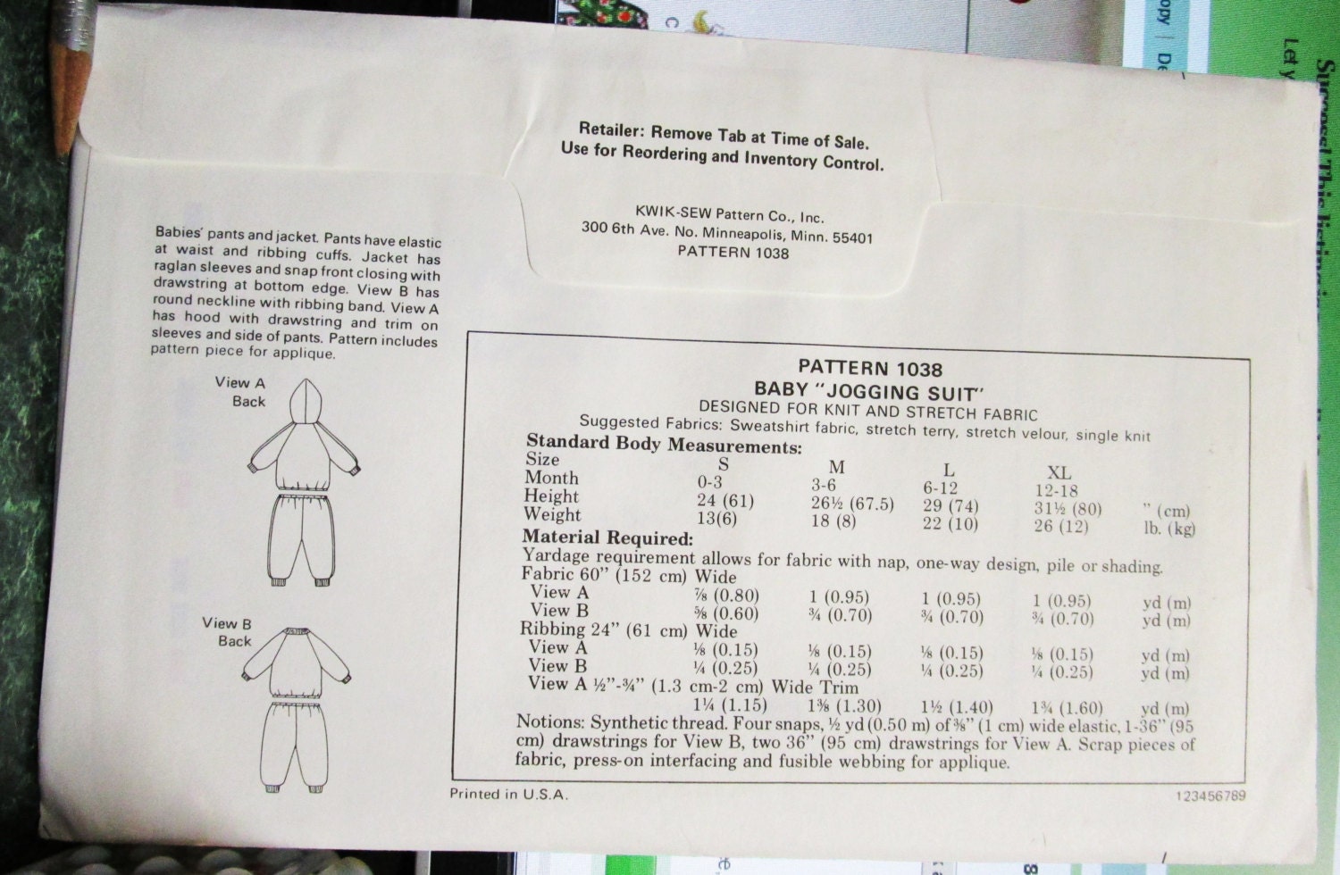 1038 Kwik Sew Patterns Toddlers Two Piece Jogging Suit S 1038 Kwik Sew Patterns Toddlers Two Piece Jogging Suit S