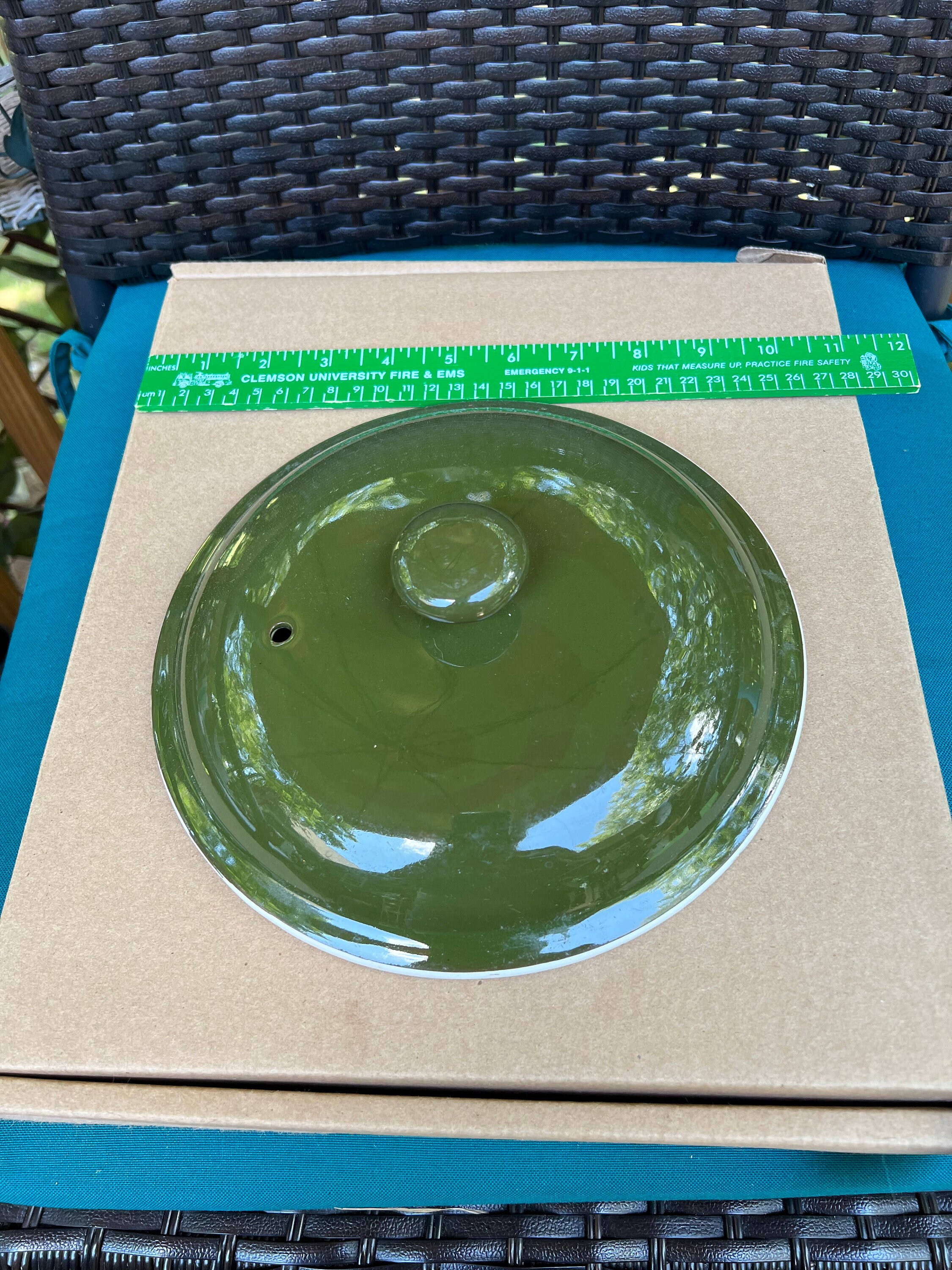 Hall China Casserole Deckel 8-1 / 2 Zoll Durchmesser Grün Steam