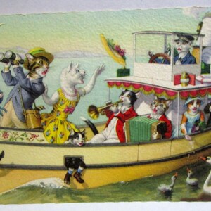 Chats et chatons fantaisistes sur la carte postale du bateau Livraison nationale GRATUITE