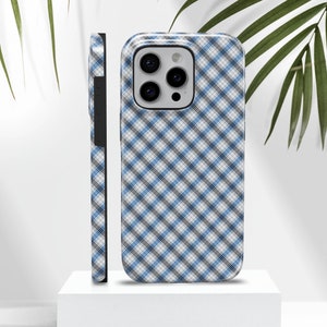 Custodia per telefono con retro in carta a scacchi, motivo scozzese diagonale, resistente, per iPhone 16Pro 16+ 15 14 13 12 Samsung S25Ultra S25+ S24 A16 A56 A36 Pixel 9 8