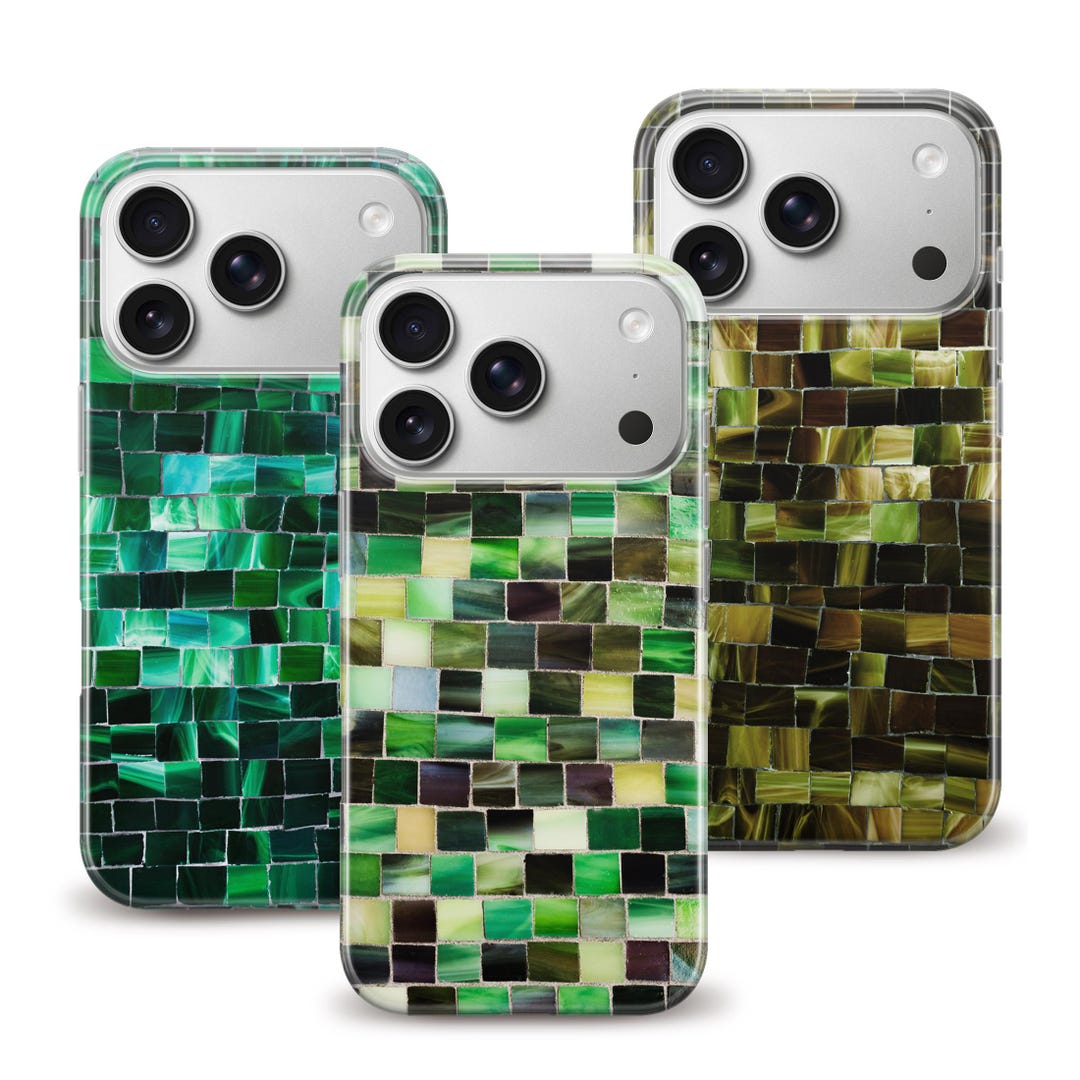 Ceramic Mosaic Tile Phone Case Glass Grid in Green Tones for iPhone ...