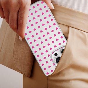 Transparent Red Pink Dark Hearts Case Heart Pattern Cover for iPhone 16Pro 15 14 13 12 11 Samsung S25 S25Ultra S24 A16 A26 A36 A55 Pixel 9 8