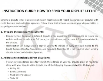 Charge Off Dispute Letters PDF-2 (Free Instructions Included) | DIY Credit Repair | Easy-to-Follow Guide