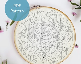 Borduurpatroon tulpen, digitale download