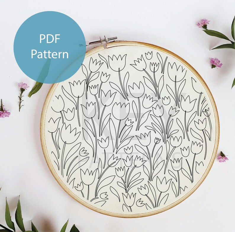 Tulip Embroidery Pattern, Digital Download - Etsy