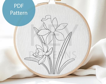 Borduurpatroon narcis, pdf-download, bloempatroon