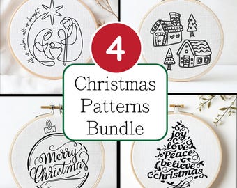 Bundel kerstborduurpatronen, directe digitale download