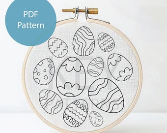 Paaseieren handborduurwerk pdf-patroon, instant digitale download, paasei verschillende maten ontwerp