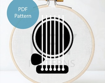 Borduurpatroon gitaarsnaren, 6 maten (pdf-patroon)