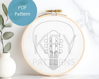 Plectrumborduurwerk plectrum, instant digitale download, gitaarhandvat