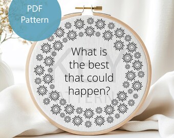 Quote-borduurpatroon, digitale download, bloemen