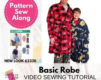 How to Sew Bathrobe using New Look Pattern 6233, Sew Along Video, Sewing Tutorial